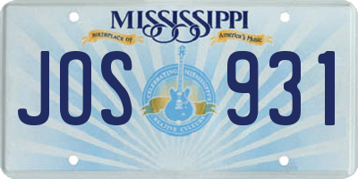 MS license plate JOS931