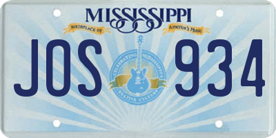 MS license plate JOS934