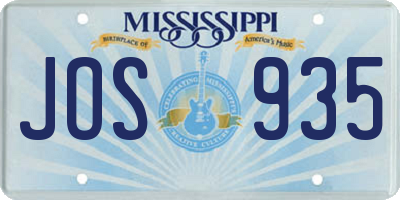 MS license plate JOS935