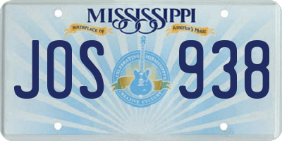 MS license plate JOS938