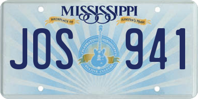 MS license plate JOS941