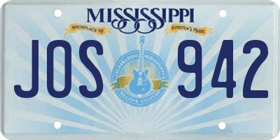 MS license plate JOS942
