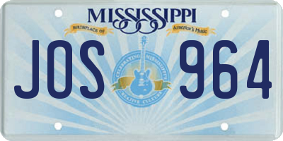 MS license plate JOS964