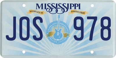 MS license plate JOS978