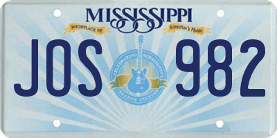 MS license plate JOS982