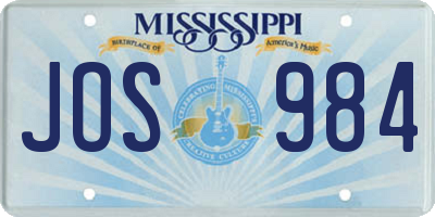 MS license plate JOS984