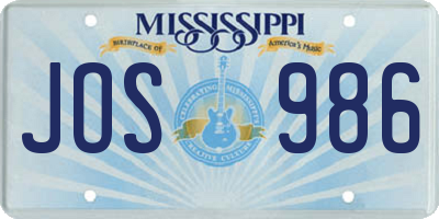 MS license plate JOS986