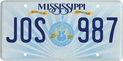 MS license plate JOS987