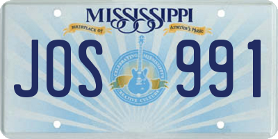 MS license plate JOS991
