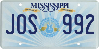 MS license plate JOS992