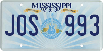 MS license plate JOS993