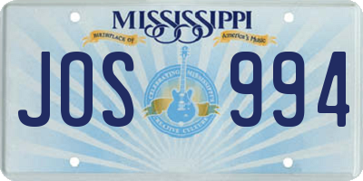 MS license plate JOS994