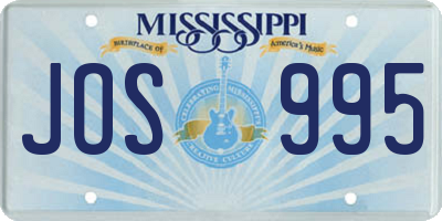MS license plate JOS995