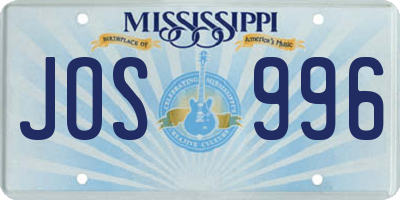 MS license plate JOS996
