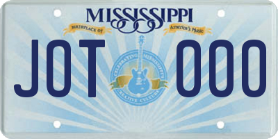 MS license plate JOT000