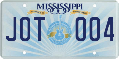 MS license plate JOT004