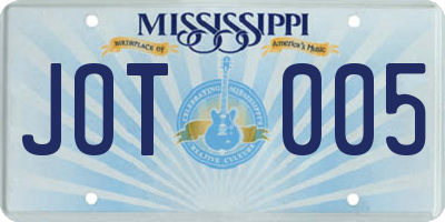 MS license plate JOT005