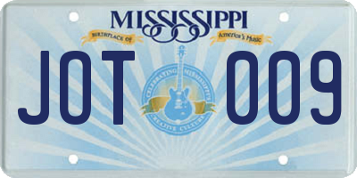 MS license plate JOT009