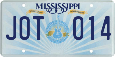 MS license plate JOT014