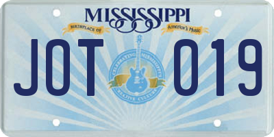 MS license plate JOT019