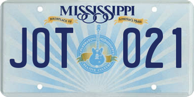 MS license plate JOT021