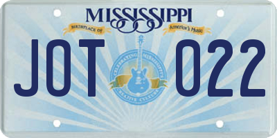 MS license plate JOT022