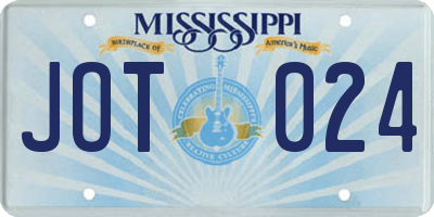 MS license plate JOT024