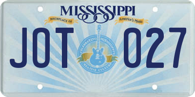 MS license plate JOT027
