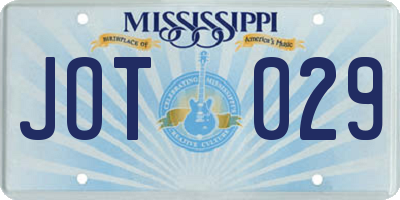 MS license plate JOT029