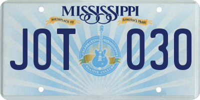 MS license plate JOT030