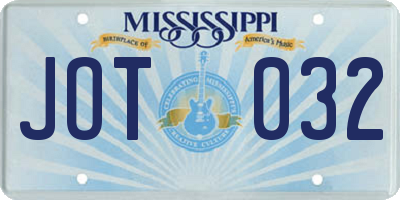 MS license plate JOT032