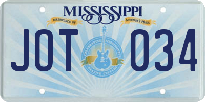 MS license plate JOT034