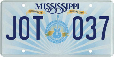 MS license plate JOT037