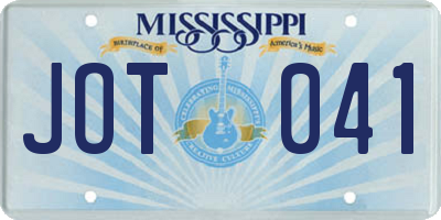 MS license plate JOT041