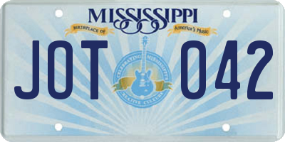 MS license plate JOT042