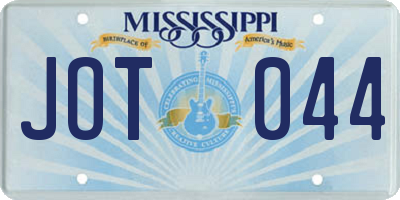 MS license plate JOT044
