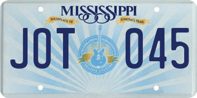 MS license plate JOT045