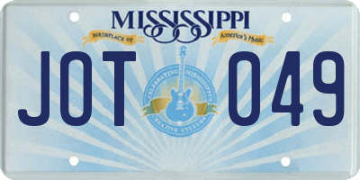 MS license plate JOT049