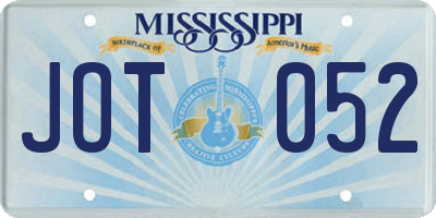 MS license plate JOT052