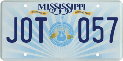 MS license plate JOT057