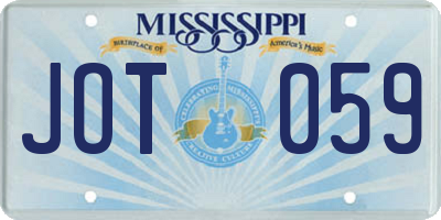 MS license plate JOT059