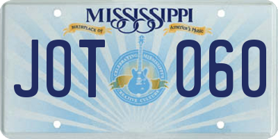 MS license plate JOT060