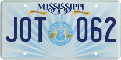 MS license plate JOT062