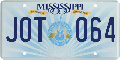 MS license plate JOT064