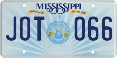 MS license plate JOT066