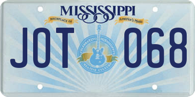 MS license plate JOT068