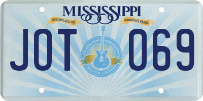 MS license plate JOT069