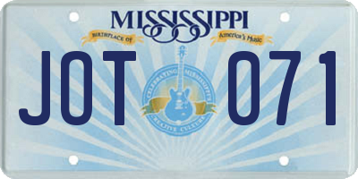 MS license plate JOT071