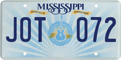 MS license plate JOT072
