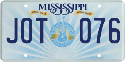 MS license plate JOT076